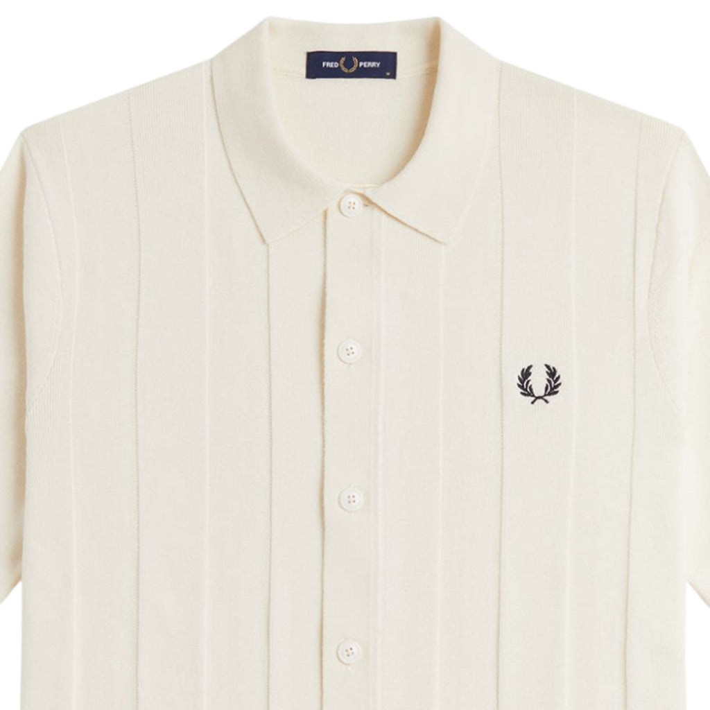 Fred Perry Tonal Vertical Stripe Shirt - Ecru