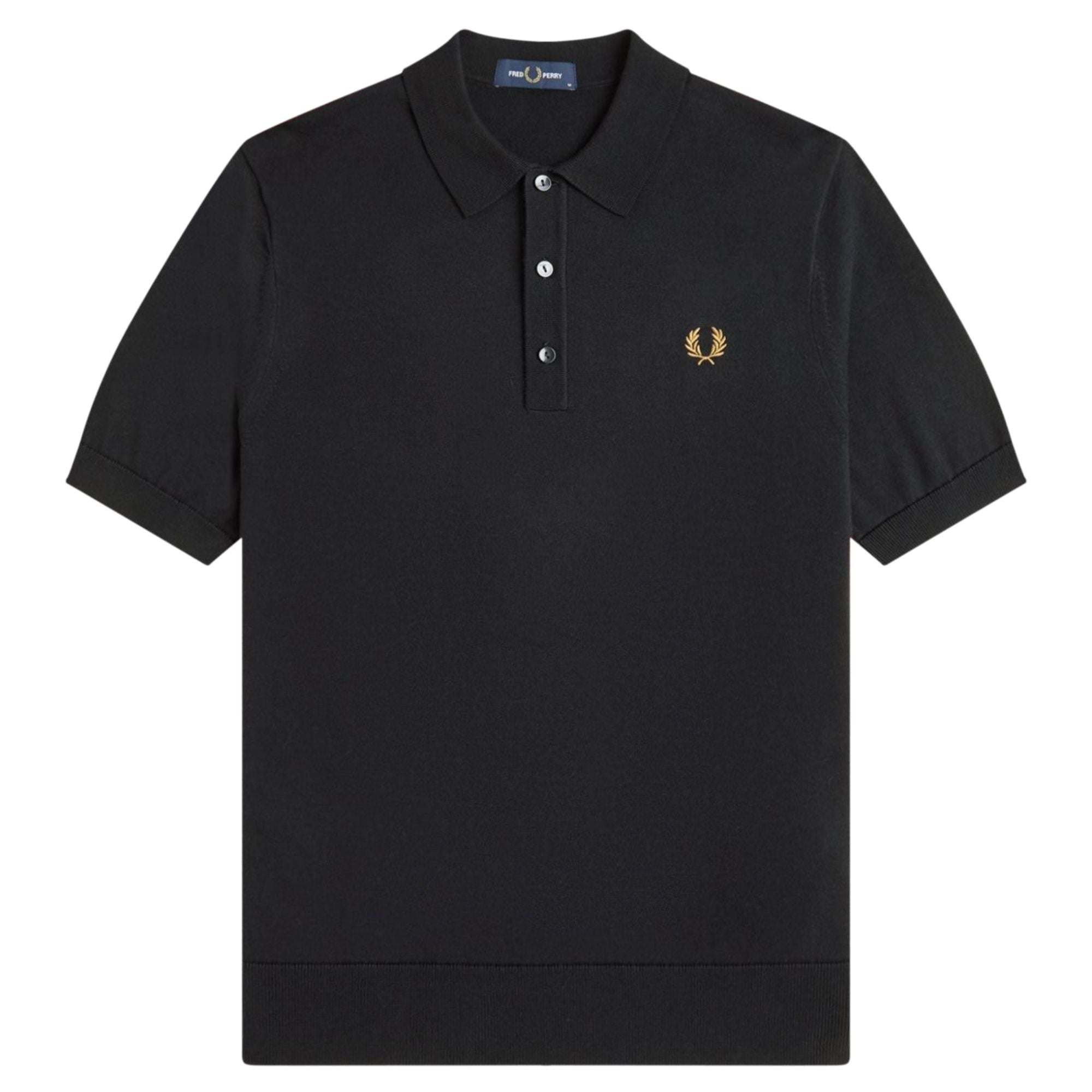 Fred Perry Long Staple Cotton Knitted Shirt - Black