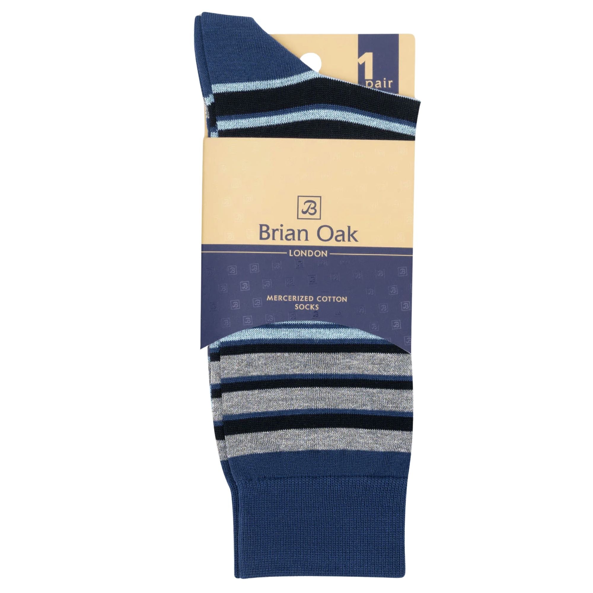Stuarts London Brian Oak Multi Stripe Socks - Light Blue