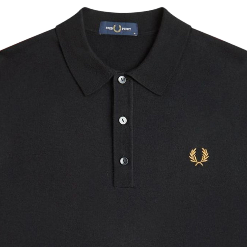Fred Perry Long Staple Cotton Knitted Shirt - Black
