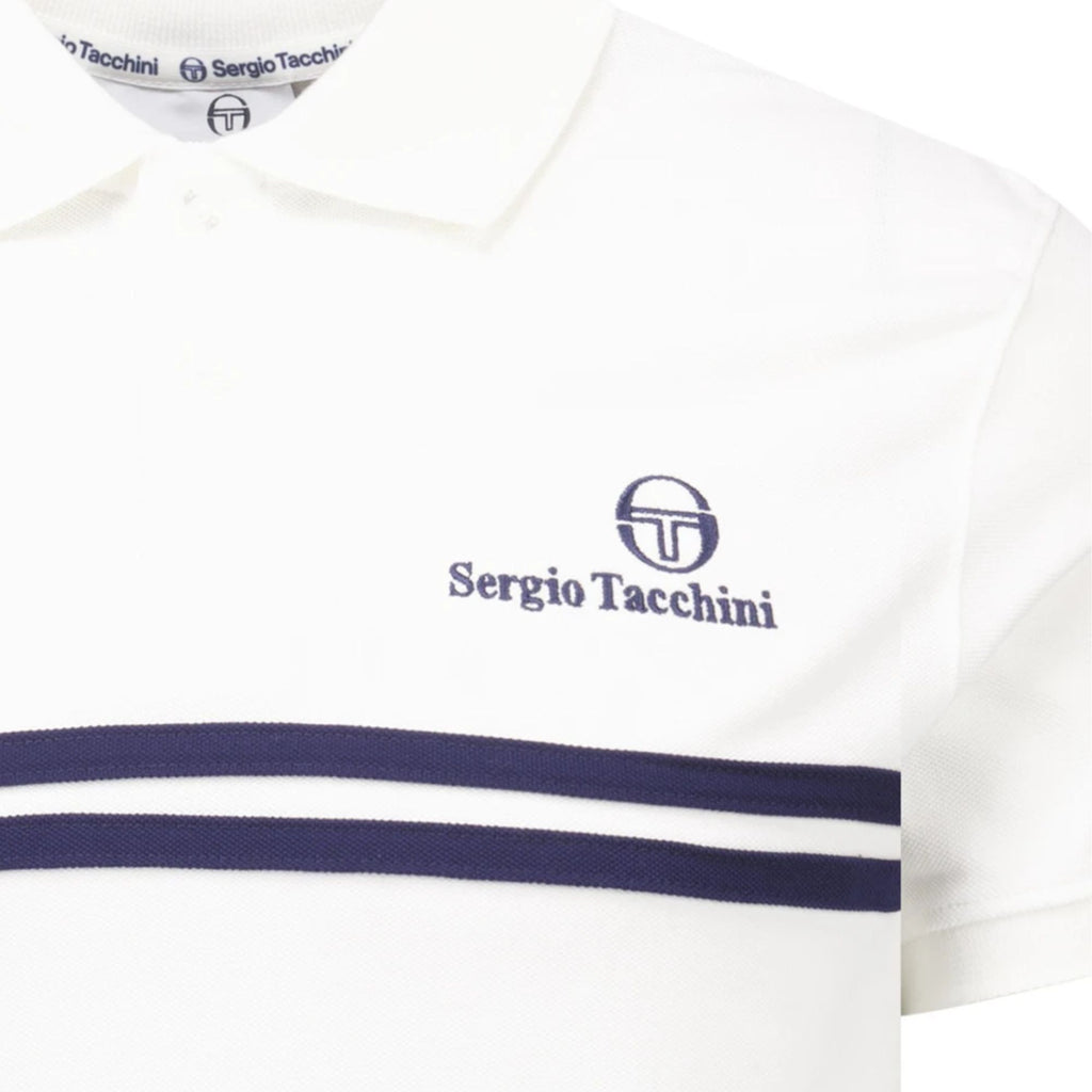 Sergio Tacchini New Supermac Polo Shirt - White/Maritime Blue/Princess Blue