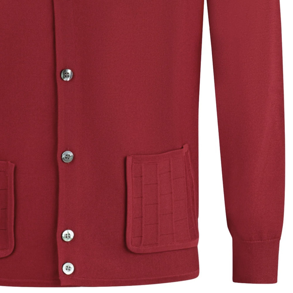 Gabicci Vintage Eddie Long Sleeve Button Thru Knit Polo - Claret