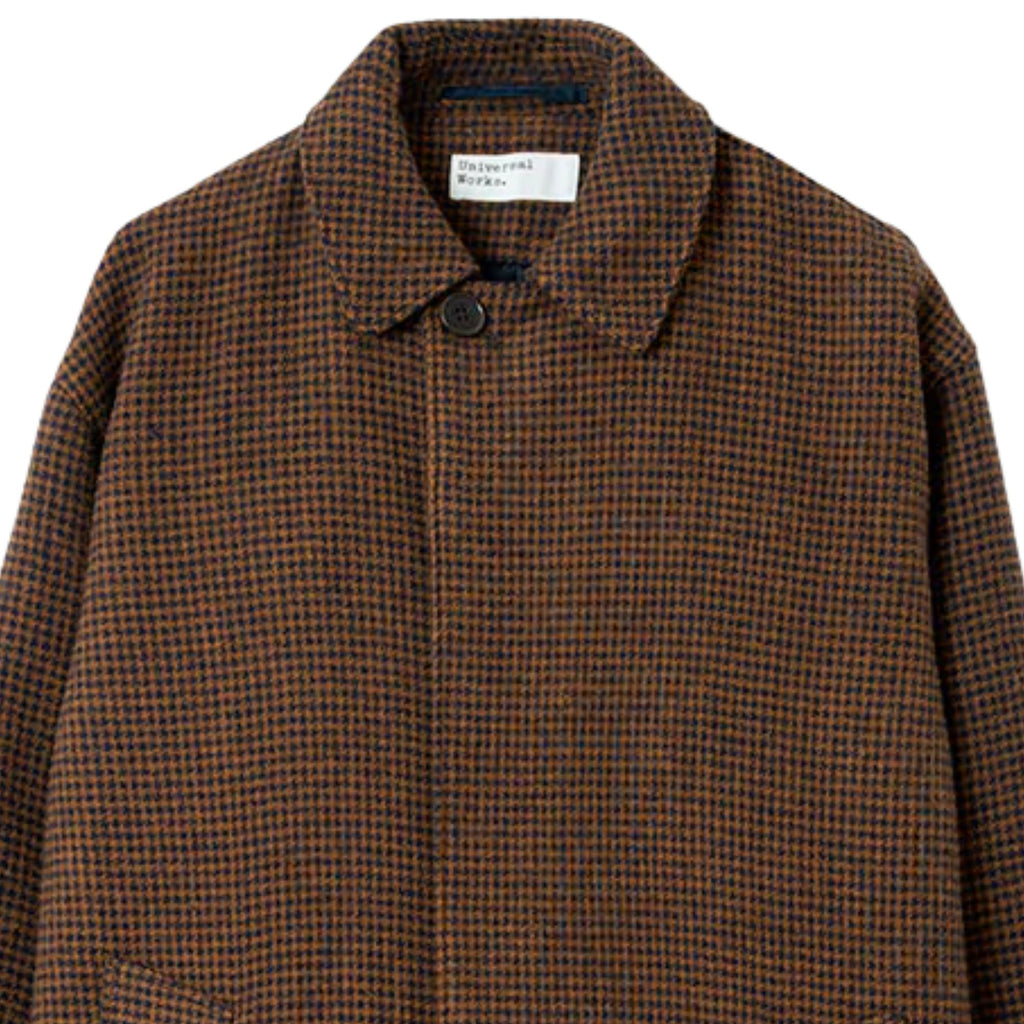 Universal Works Wool Tweed Mix Stan Coat - Navy/Brown