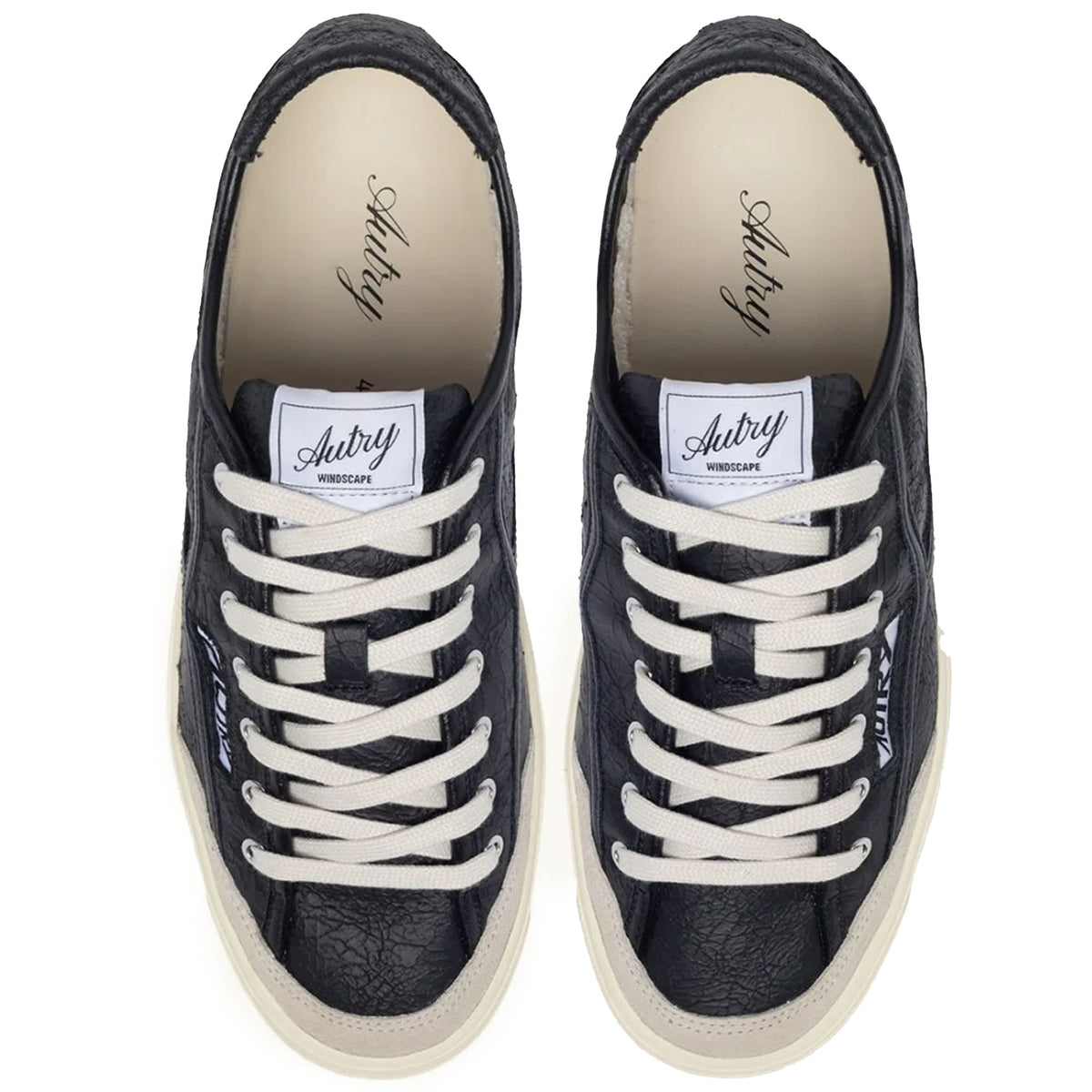 Autry Windscape Low Sneakers - Black/Sand Crackle-Effect