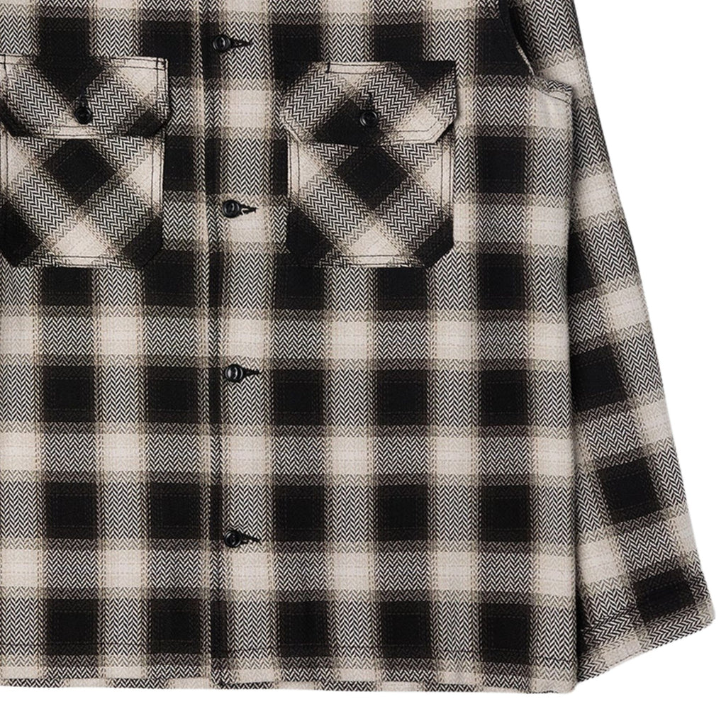 Naked and Famous Denim Trippy Ombre Plaid Work Shirt - Ivory