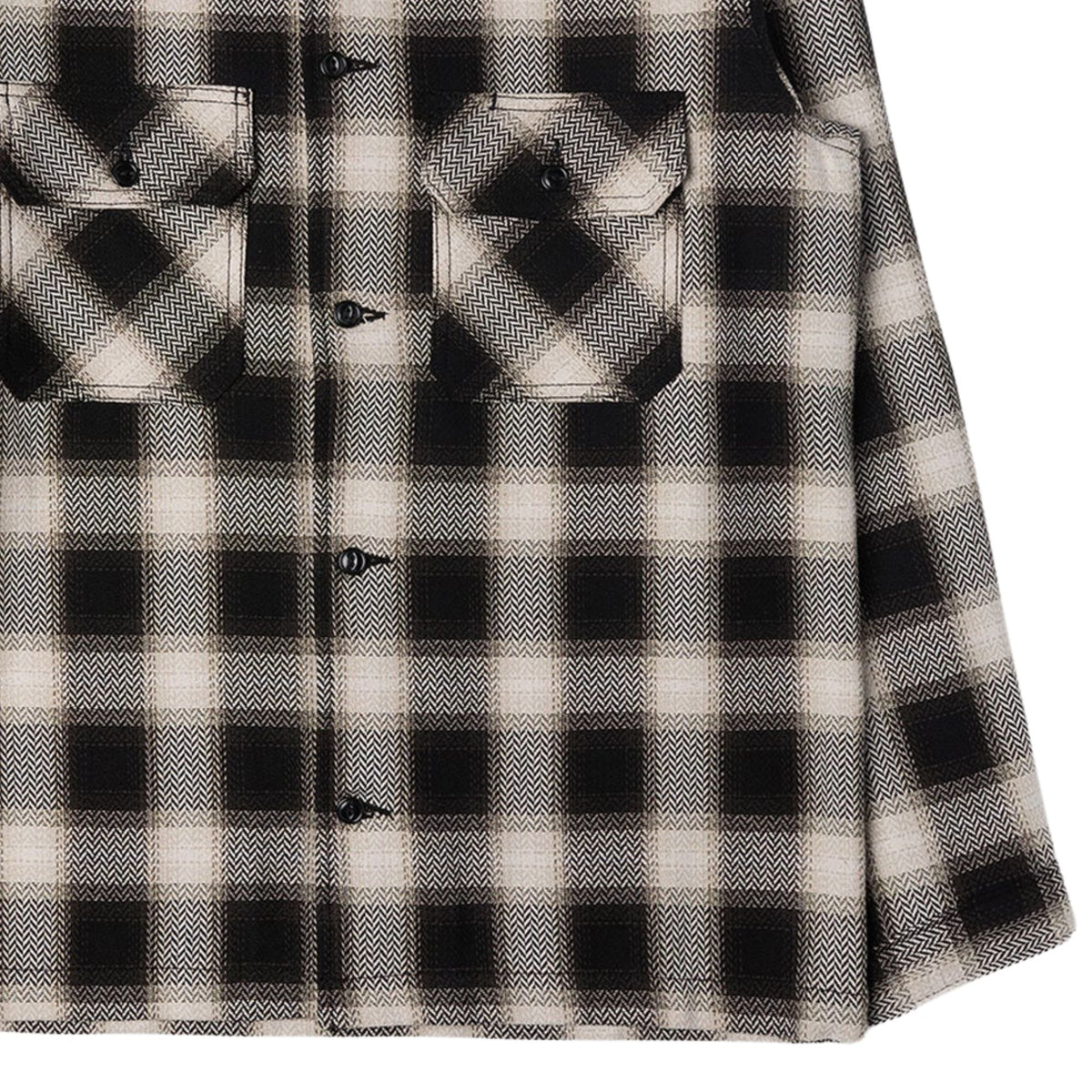 Naked and Famous Denim Trippy Ombre Plaid Work Shirt - Ivory