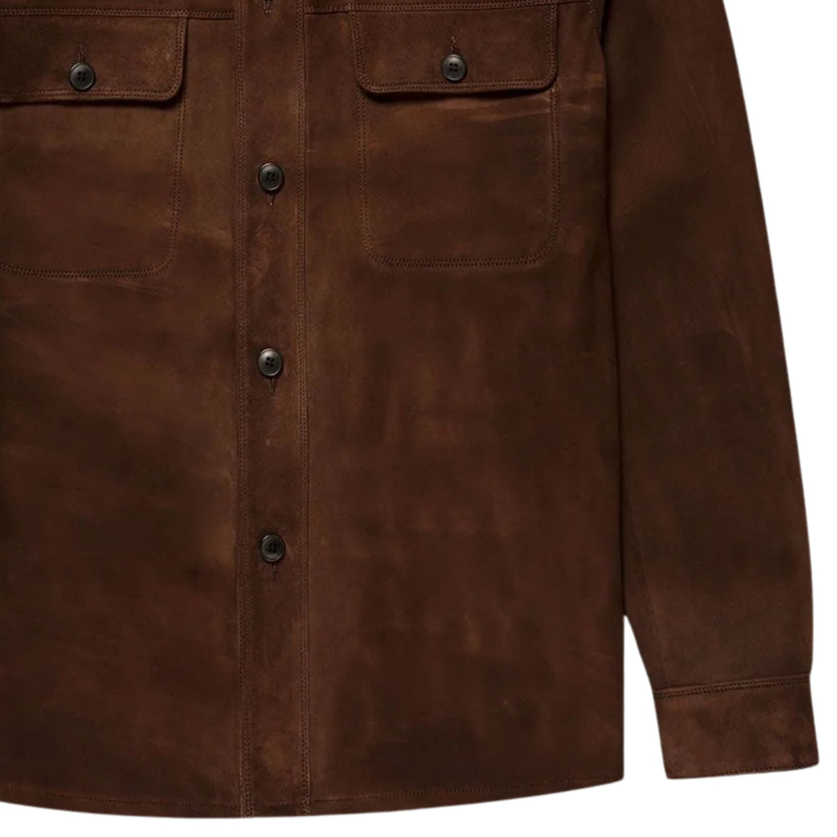 Sunspel Suede Overshirt - Dark Brown