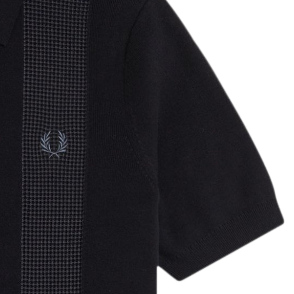 Fred Perry Panel Detail Knitted Shirt - Black