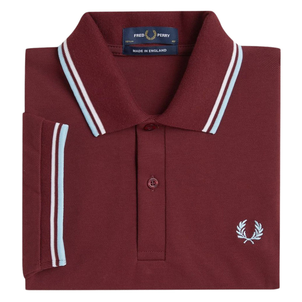 Fred Perry Reissues M12 Twin Tipped Polo - Maroon/White/Ice