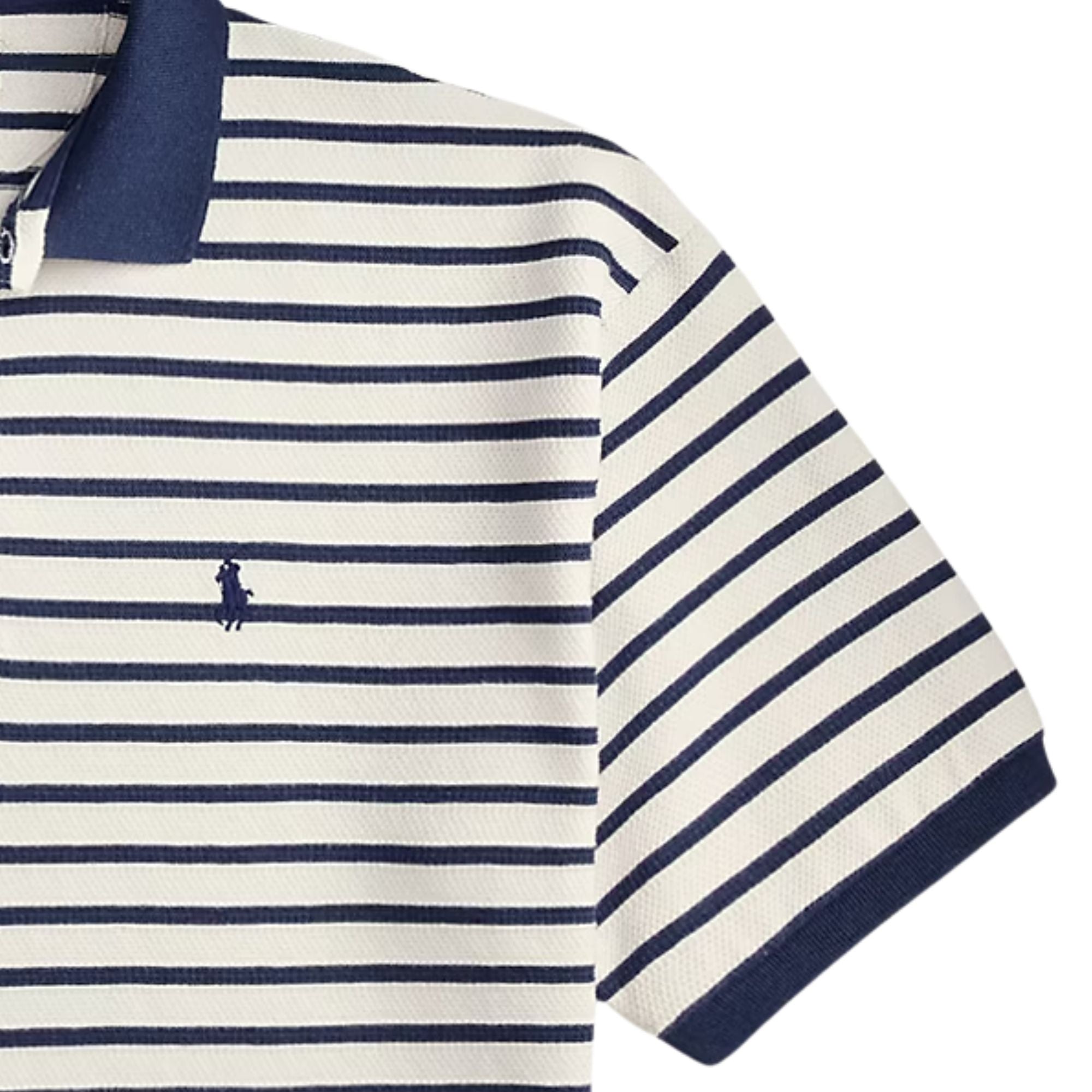 Polo Ralph Lauren Relaxed Fit Striped Textured Polo Shirt - Nevis/ Newport Navy
