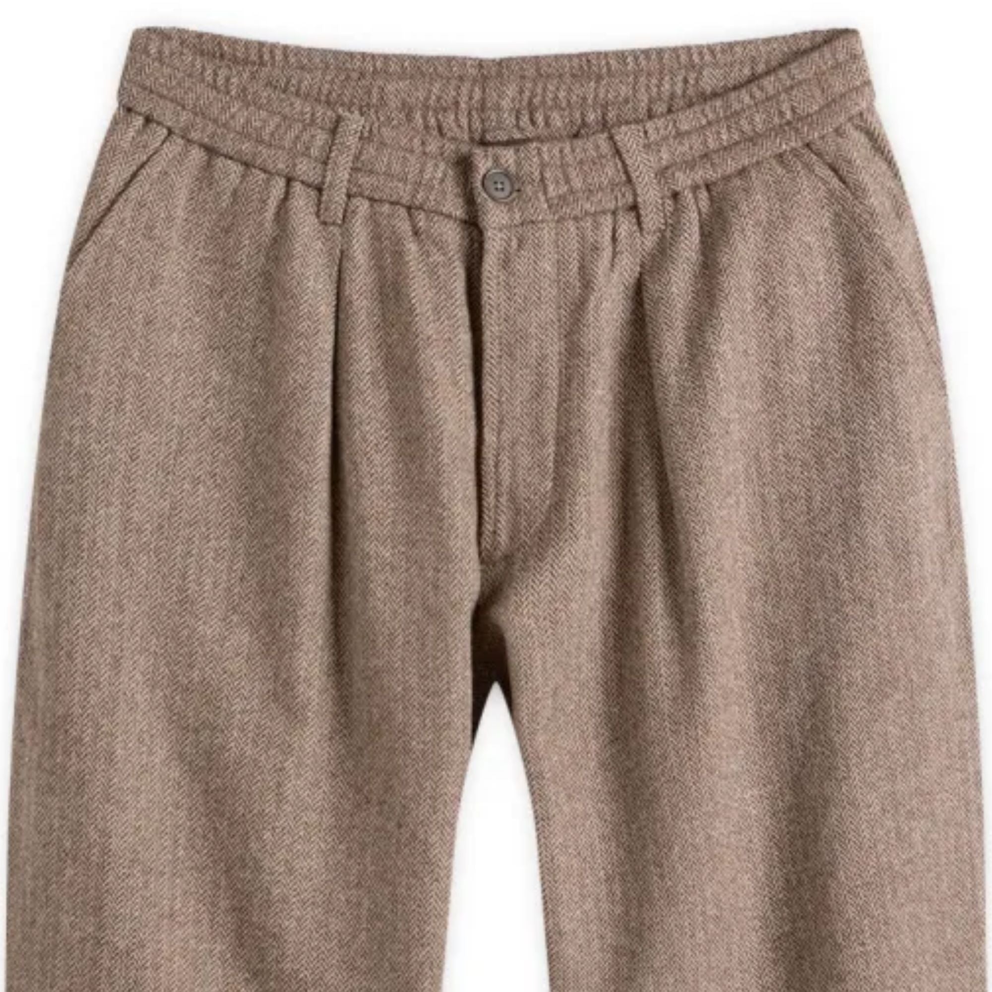 Universal Works Wool Herringbone Pleated Track Pant - Brown