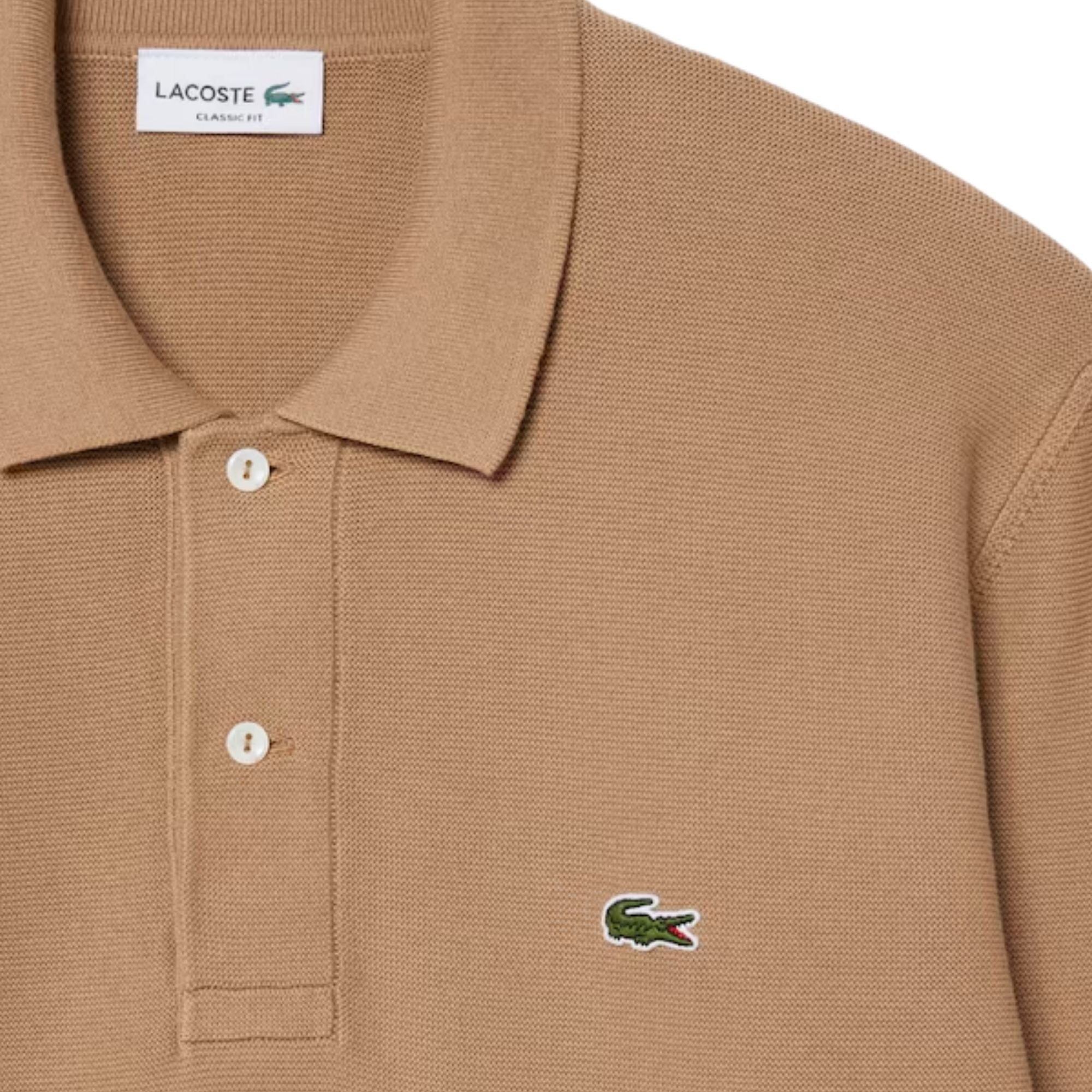 Lacoste Classic Fit Long Sleeved Knitted Polo Shirt - Brown