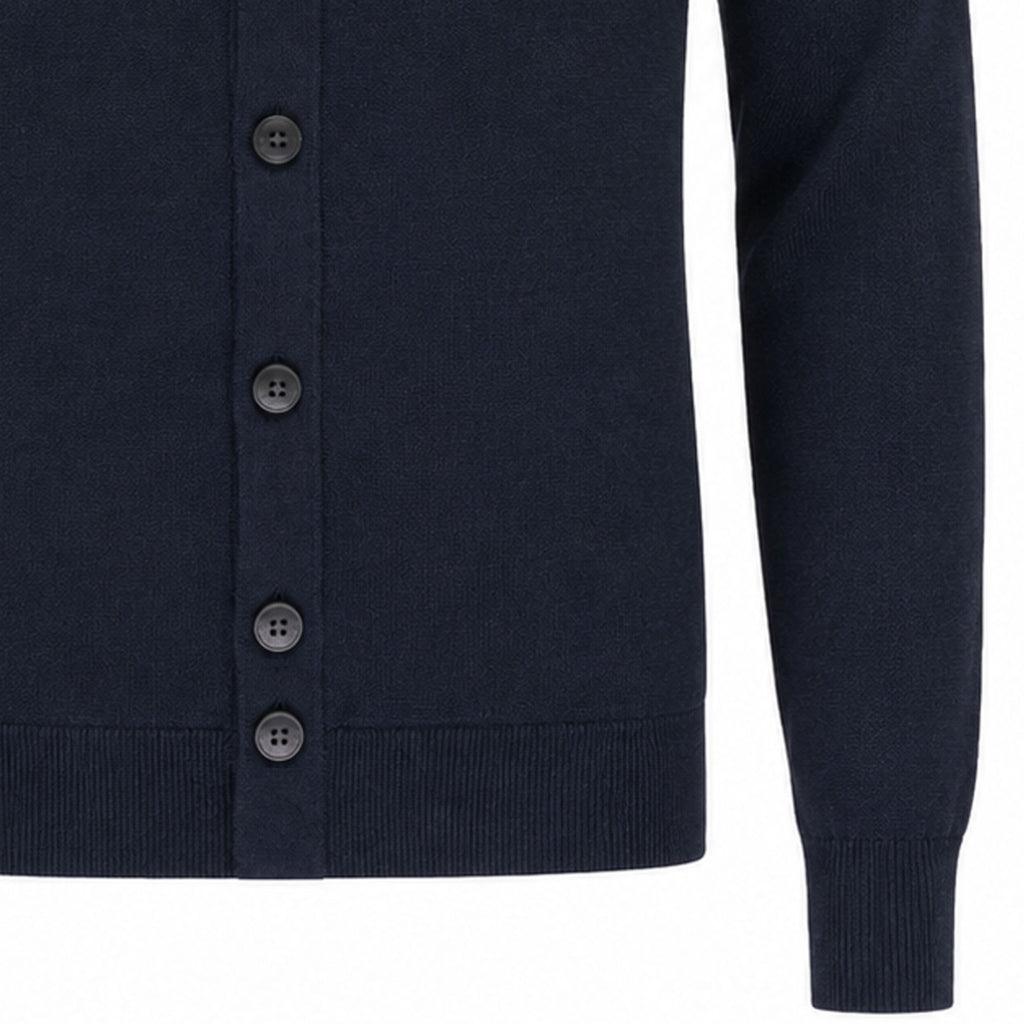 Gabicci Vintage Azima Long Sleeve Plain Knit Button Thru - Navy