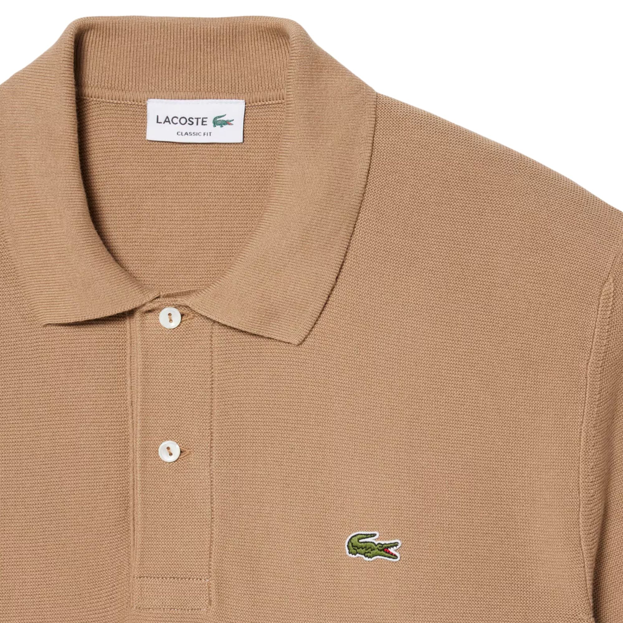 Lacoste Classic Fit Knitted Polo Shirt - Brown