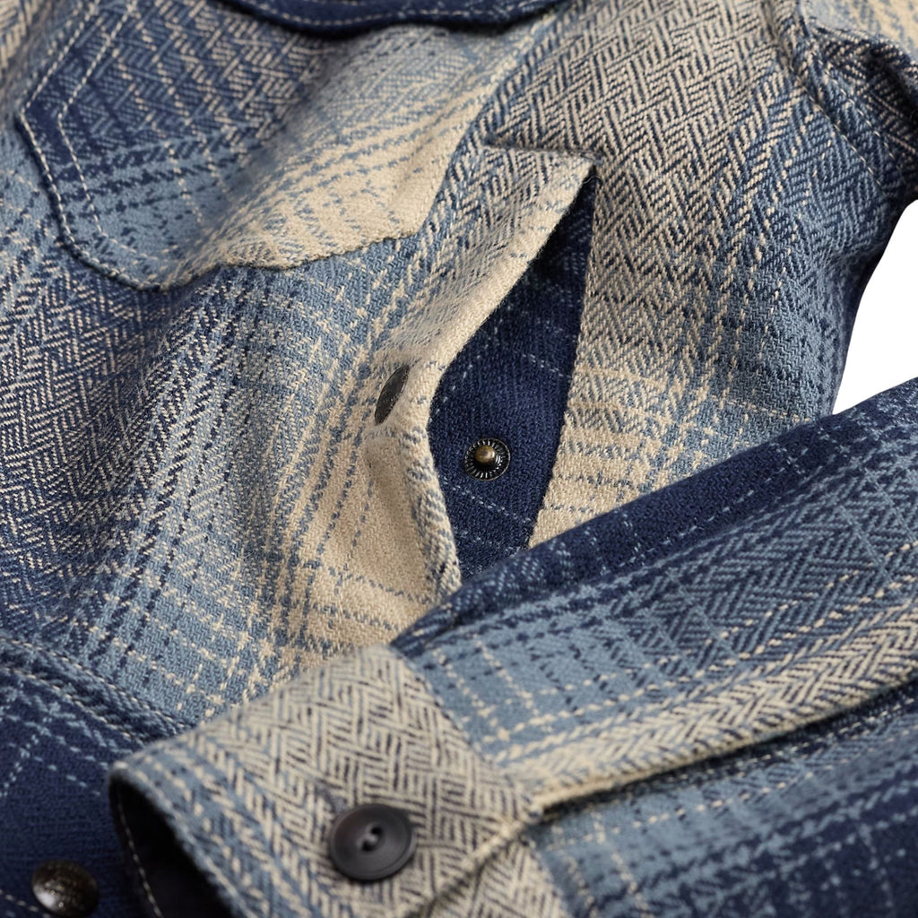 RRL by Ralph Lauren Plaid Wool Twill Overshirt - Blue/Cream