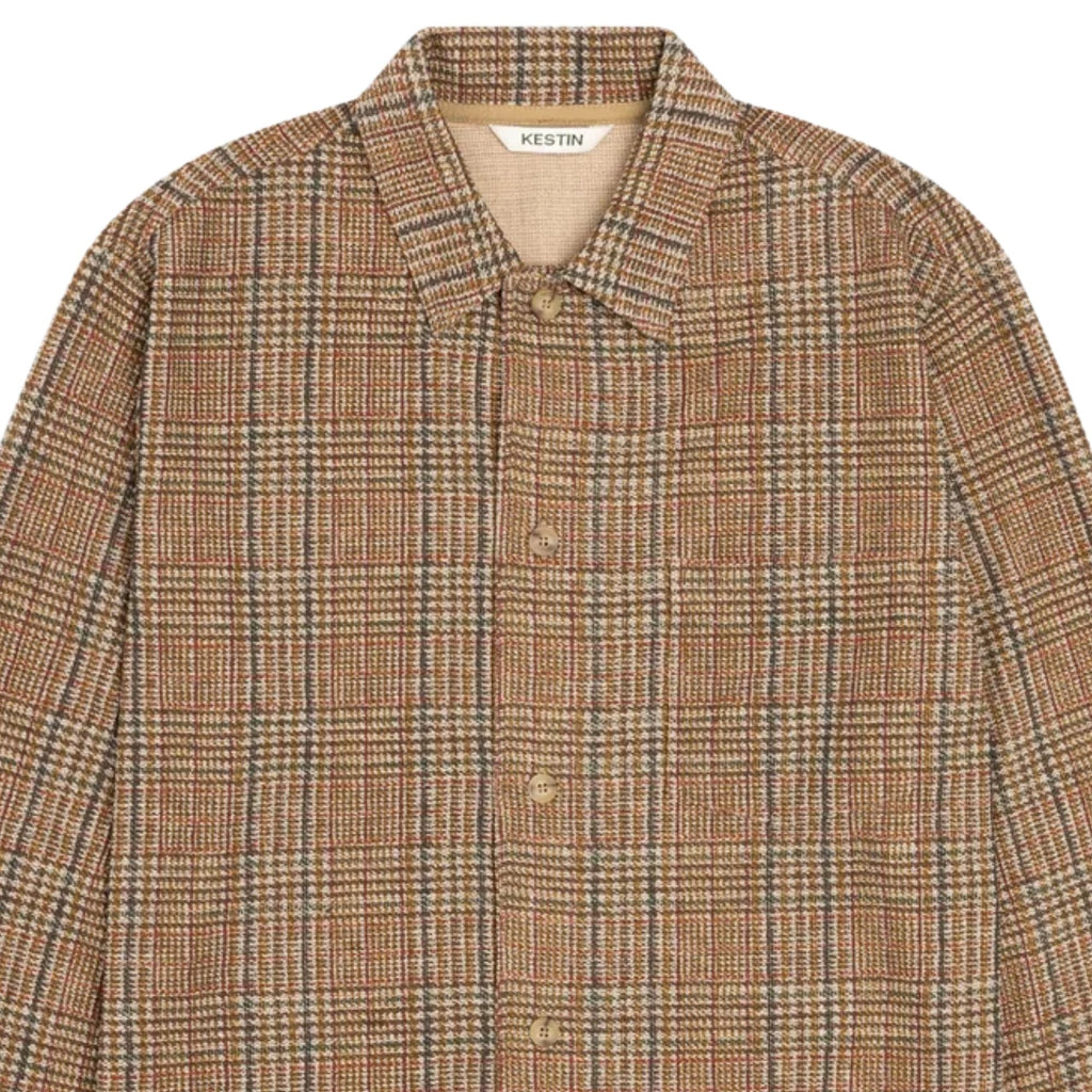 Kestin Printed Check Jersey Portree Overshirt - Peat