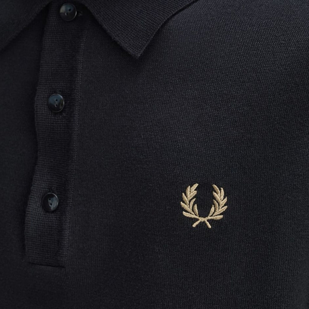 Fred Perry Long Staple Cotton Knitted Shirt - Black