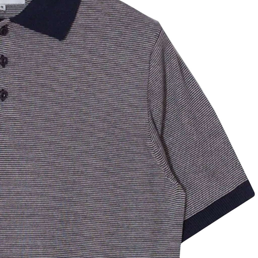 Pittari Microstripe Short Sleeve Polo - Navy/Ecru