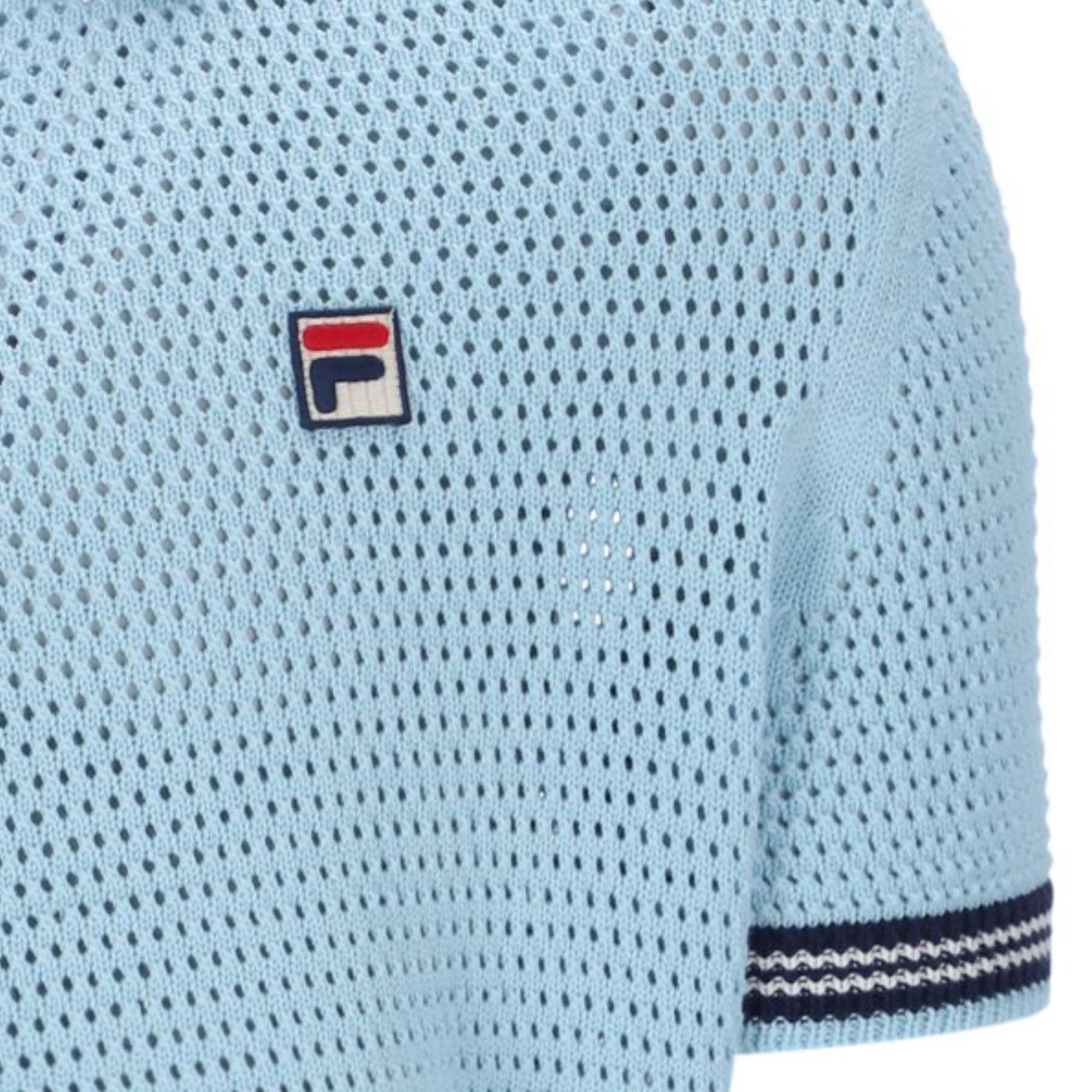 Fila Vintage Domenico Crochet Knitted Shirt - Sky