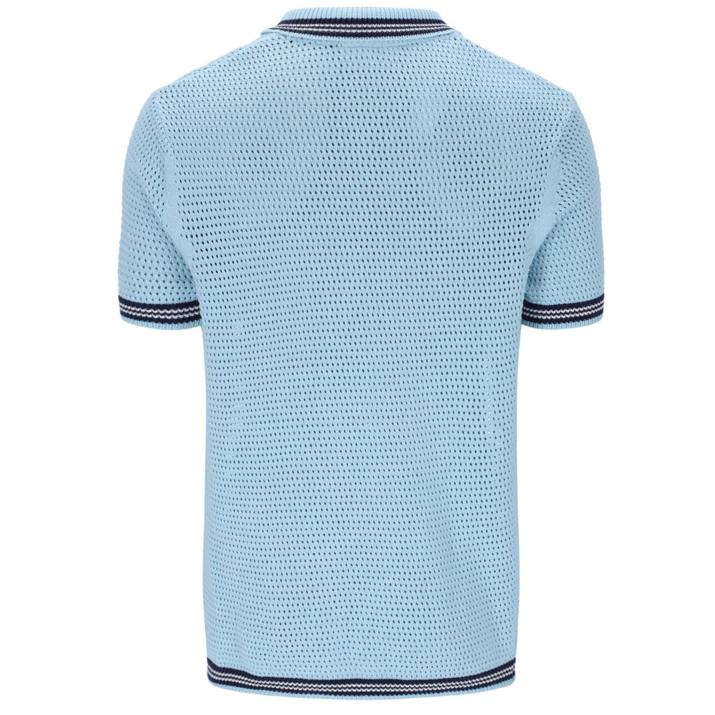 Fila Vintage Domenico Crochet Knitted Shirt - Sky