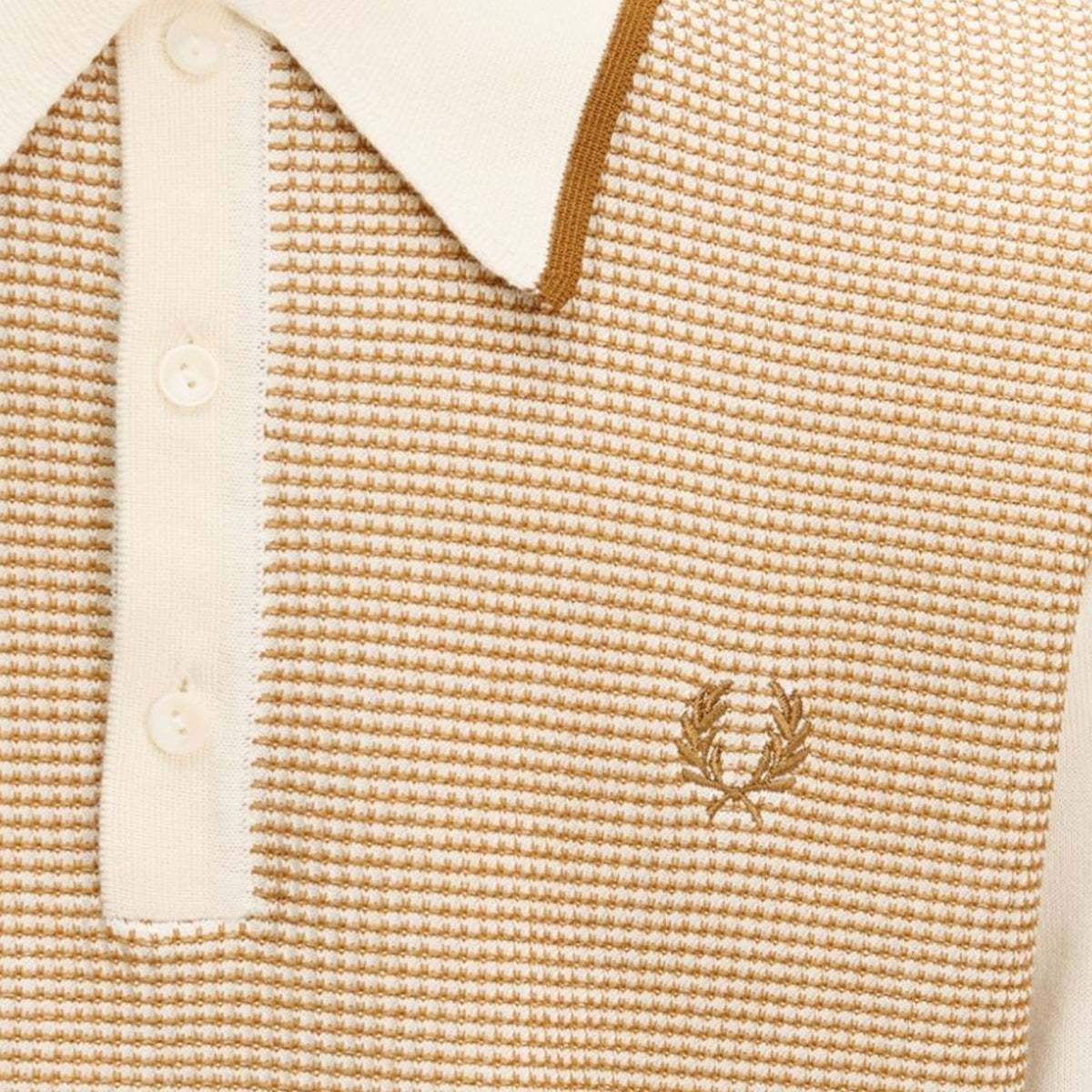 Fred Perry Tonic Waffle Knitted Shirt - Ecru