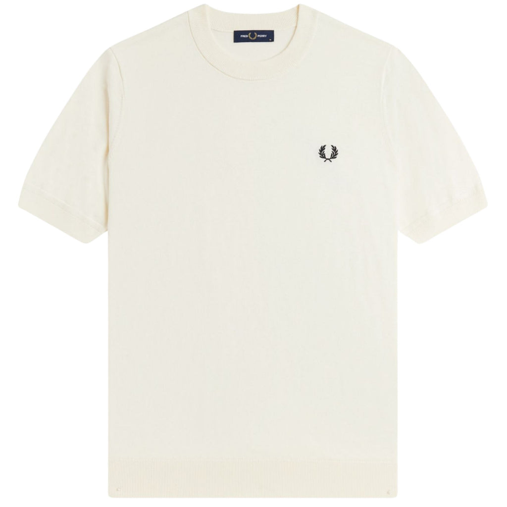 Fred Perry Long Staple Cotton Knitted T-Shirt - Ecru