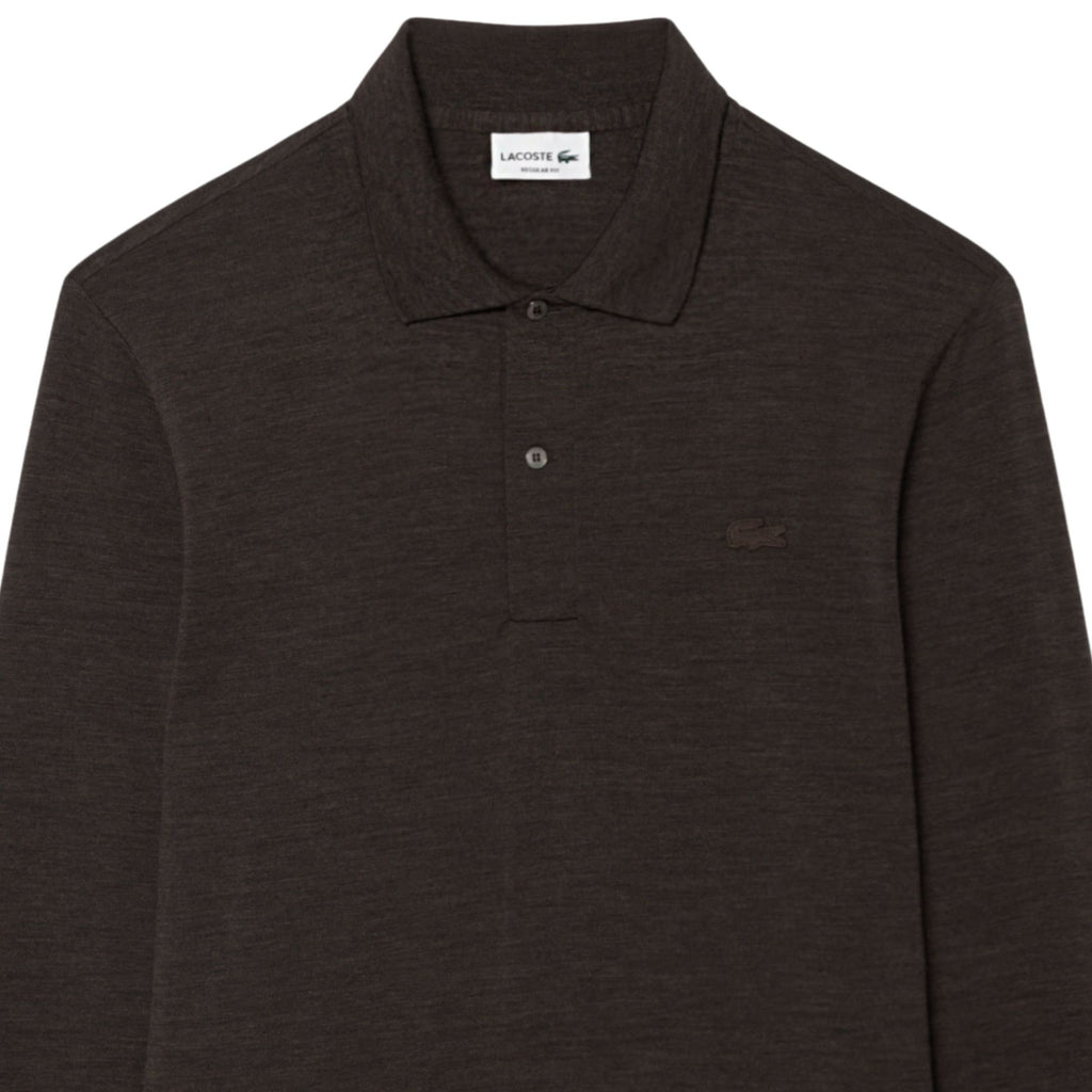 Lacoste Regular Fit Long Sleeved Wool Polo Shirt - Brown