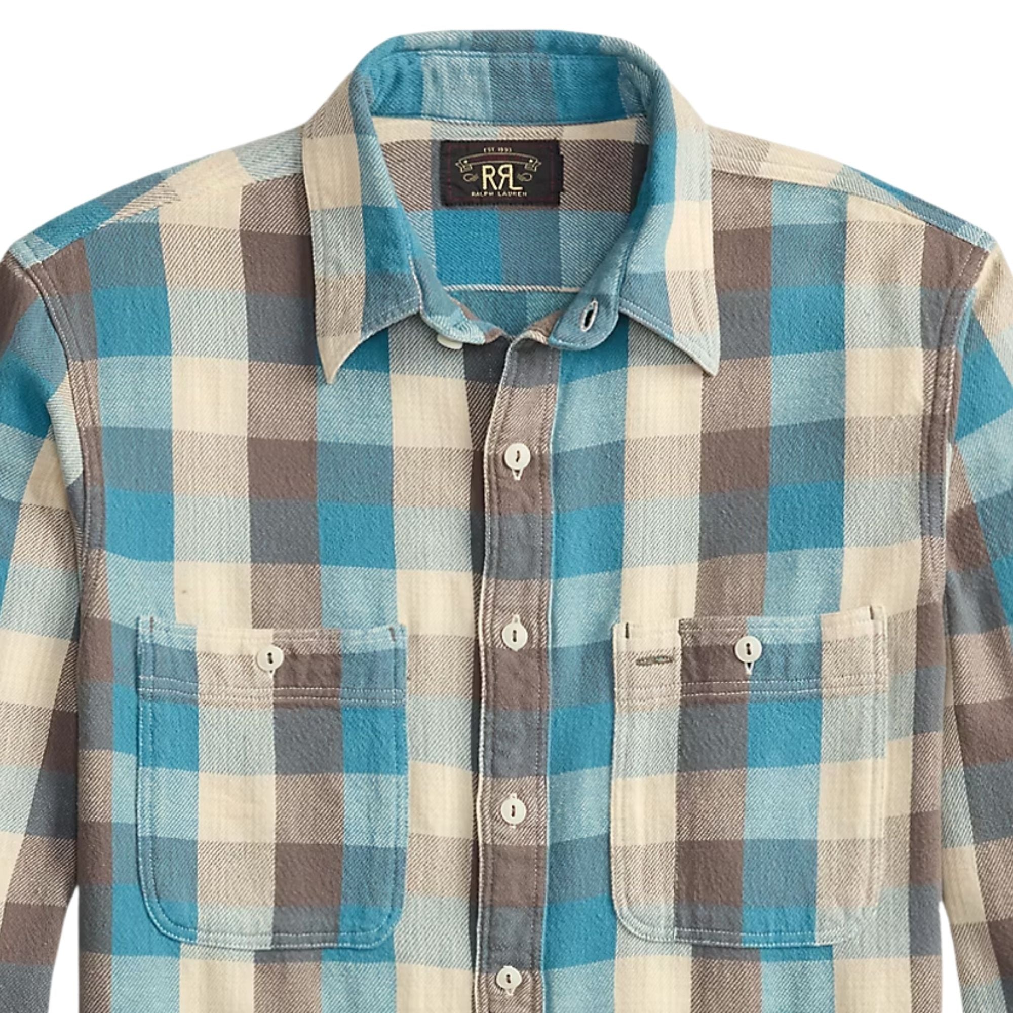 RRL by Ralph Lauren Plaid Twill Workshirt - Blue/White
