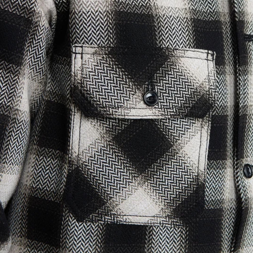 Naked and Famous Denim Trippy Ombre Plaid Work Shirt - Ivory