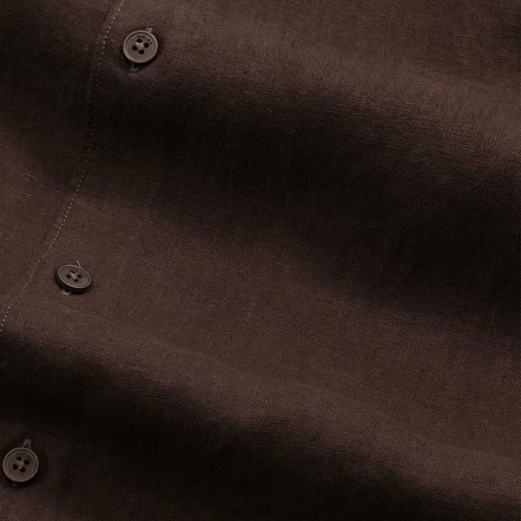 NN07 Enzo Classic Collar Linen Shirt - Truffle