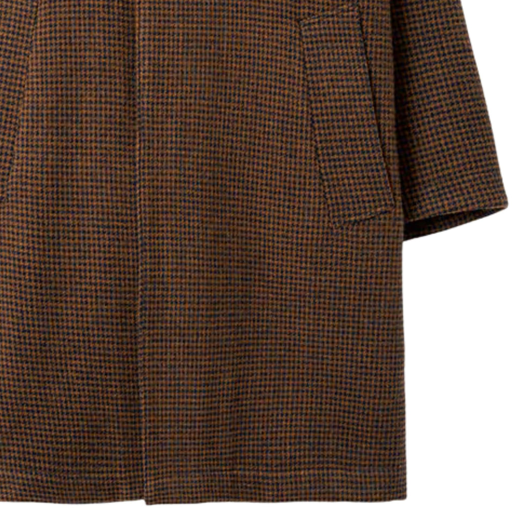 Universal Works Wool Tweed Mix Stan Coat - Navy/Brown