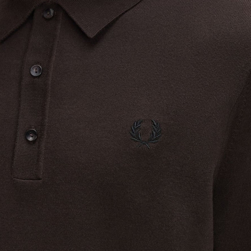 Fred Perry Cotton Knitted Shirt - Rich Brown
