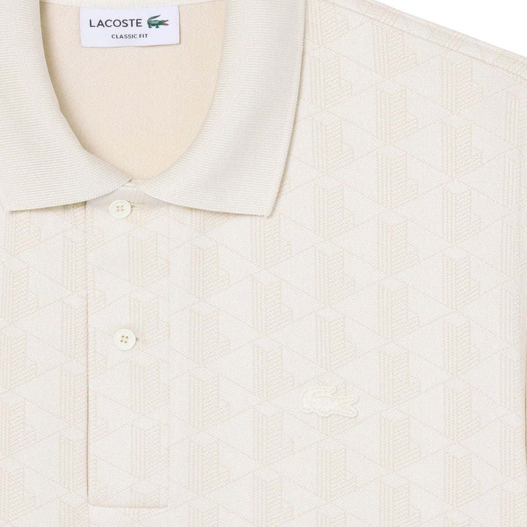 Lacoste Classic Fit Monogram Jacquard Polo Shirt - Beige
