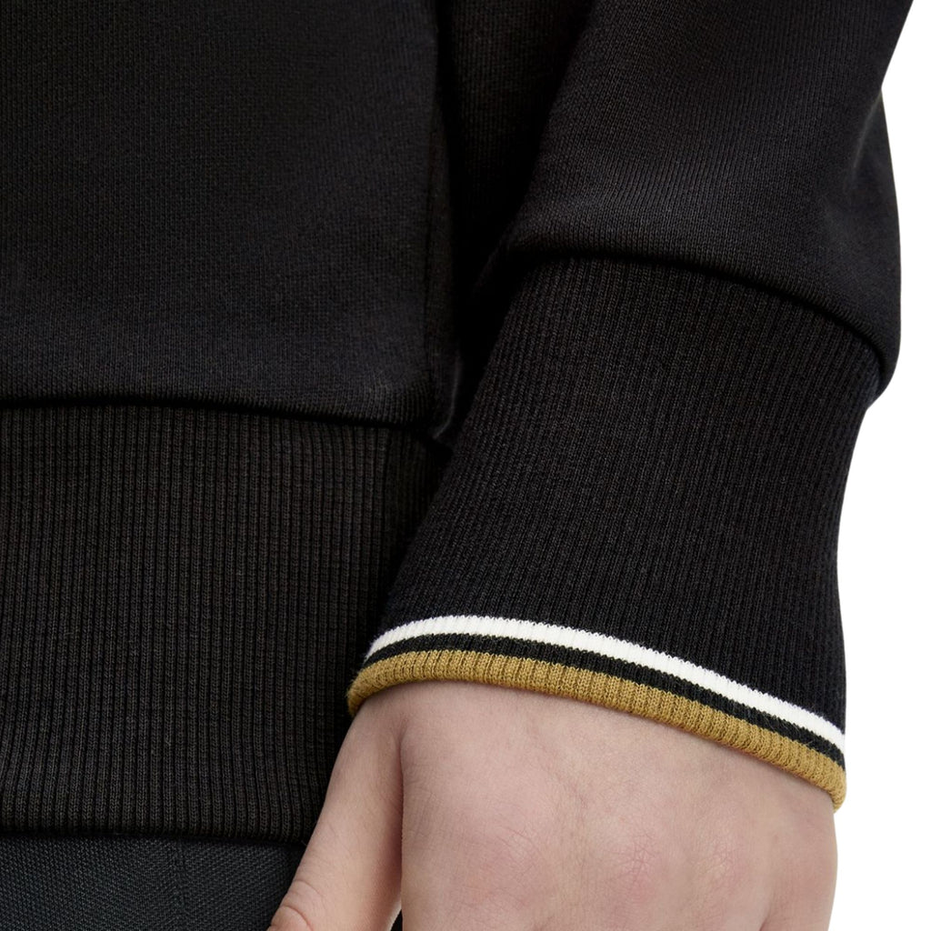 Fred Perry Half Zip Sweatshirt - Black/Snow White/Bronze