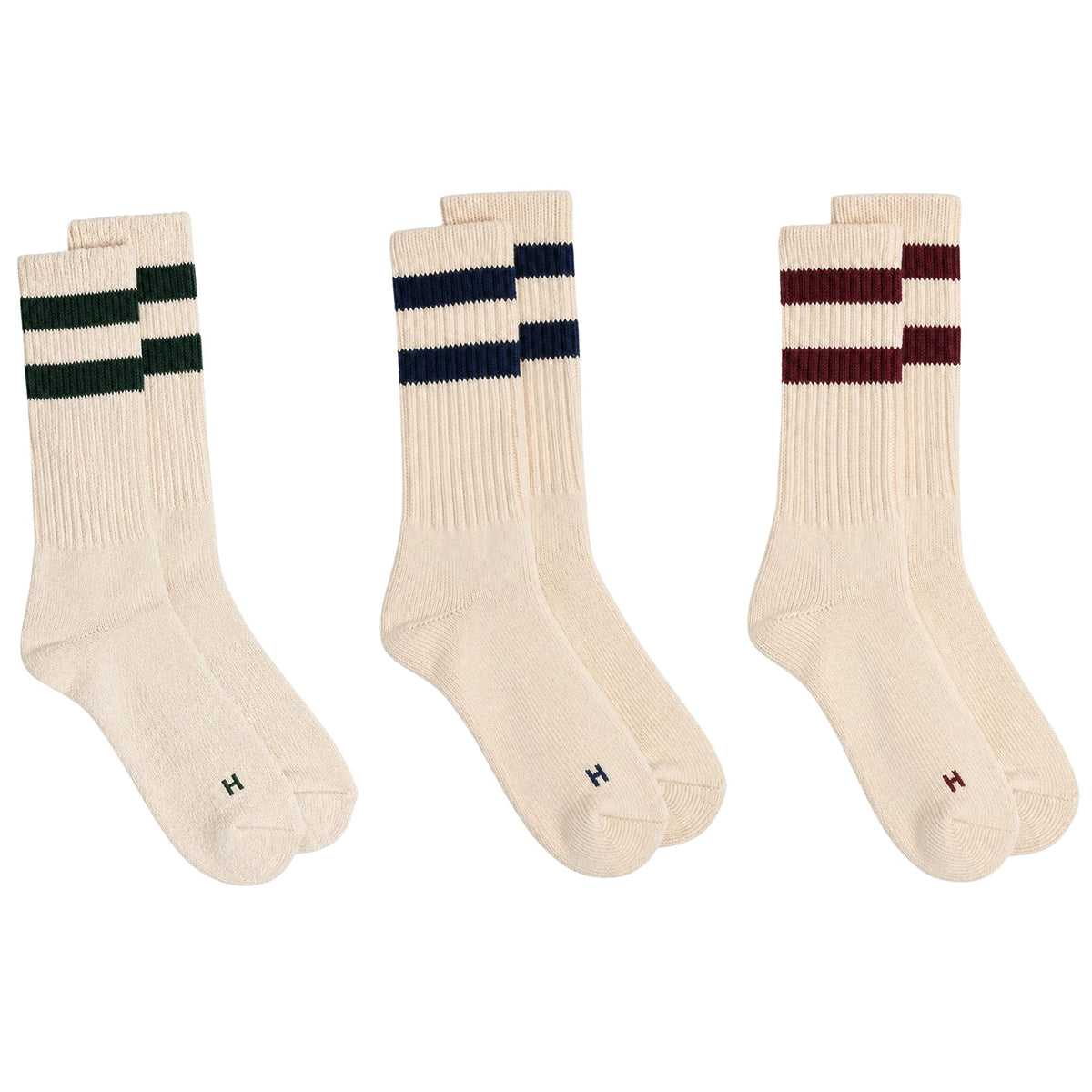 Healthknit 3 Pack Socks - Burgundy/Dark Green/Navy