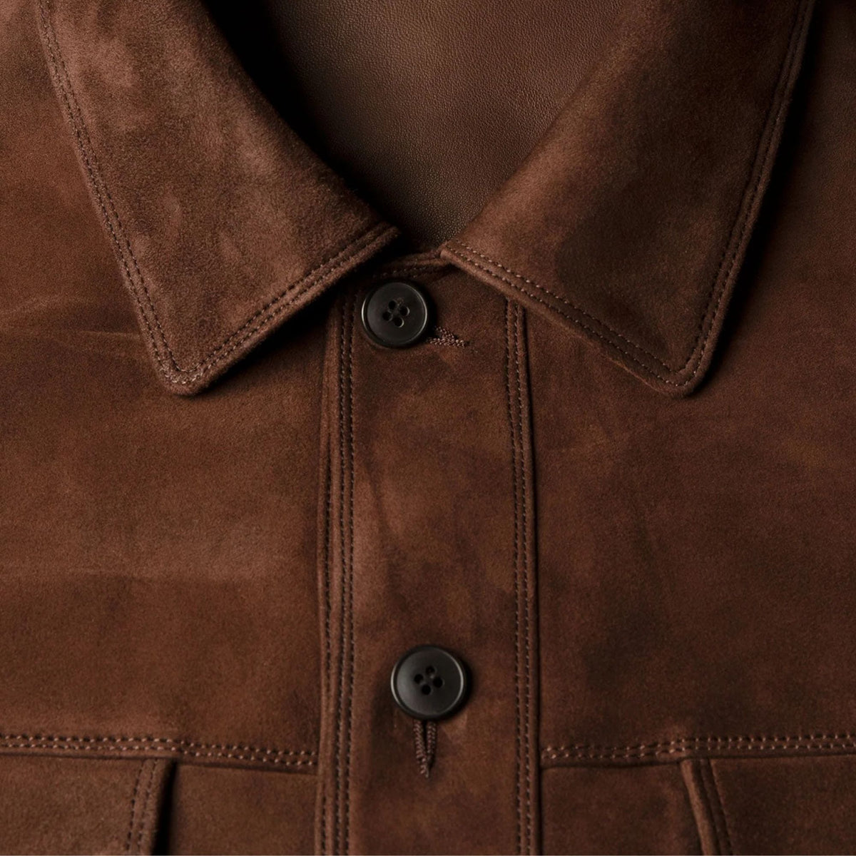 Sunspel Suede Overshirt - Dark Brown