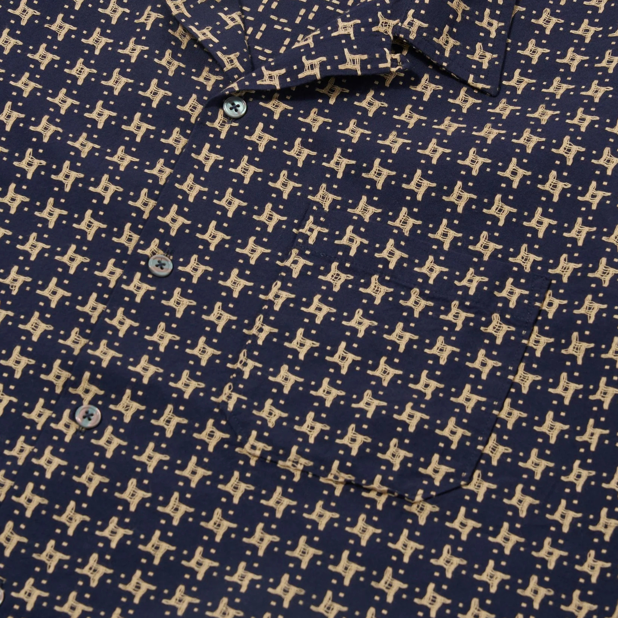 Rhodes 8 Cotton Road Shirt - Navy/Sand