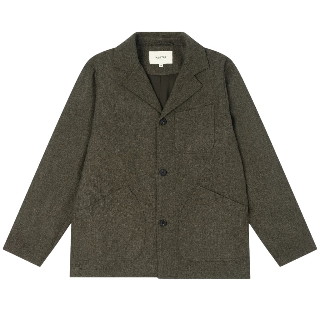 Kestin Herringbone Wool Blend Stac Blazer - Olive