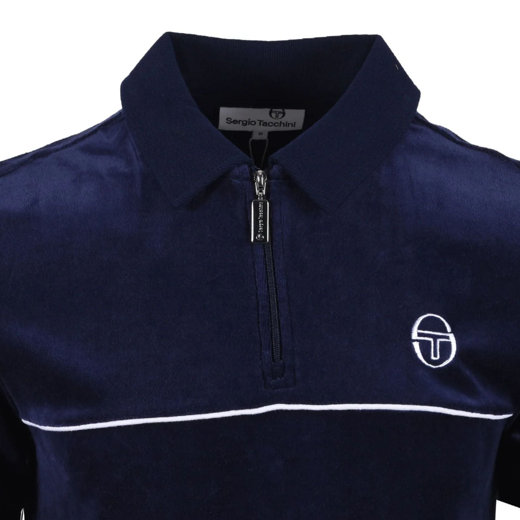 Sergio Tacchini Cardona Velour Zip Polo Shirt - Maritime Blue