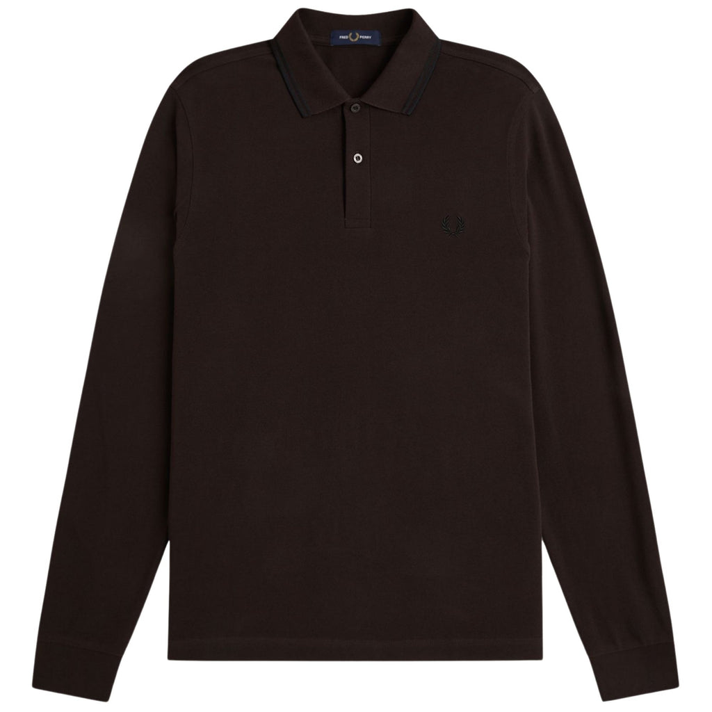 Fred Perry Long Sleeve Tipped Shirt - Rich Brown