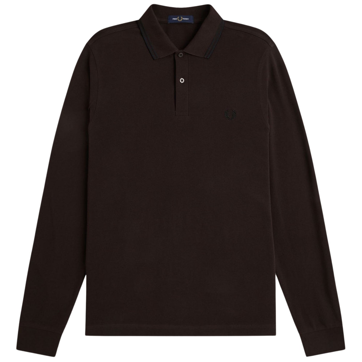 Fred Perry Long Sleeve Tipped Shirt - Rich Brown