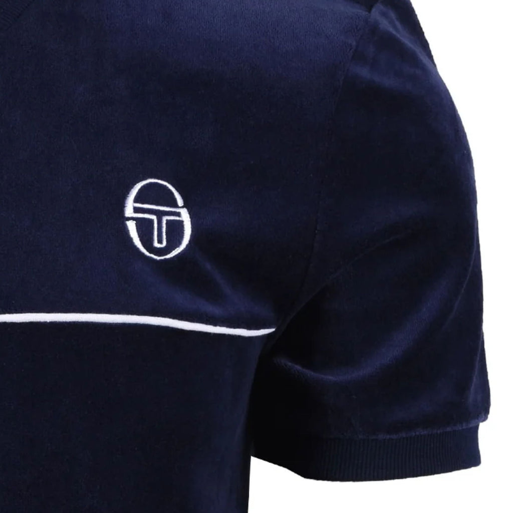 Sergio Tacchini Cardona Velour Zip Polo Shirt - Maritime Blue