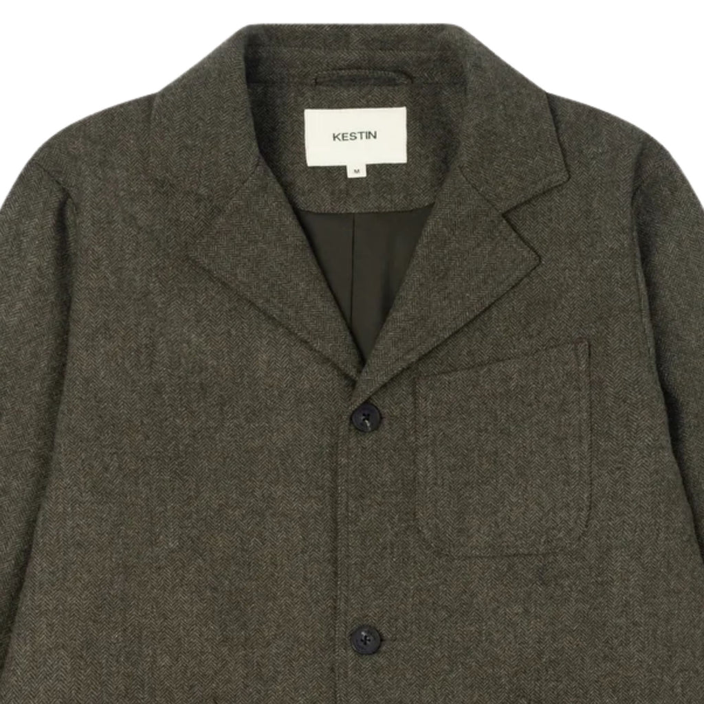 Kestin Herringbone Wool Blend Stac Blazer - Olive
