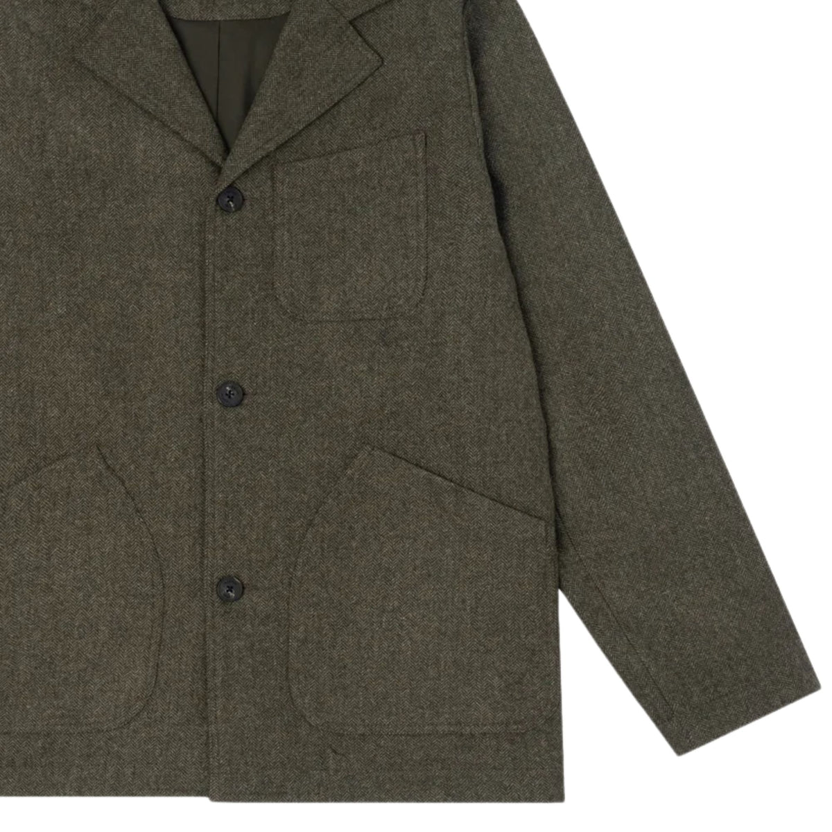 Kestin Herringbone Wool Blend Stac Blazer - Olive