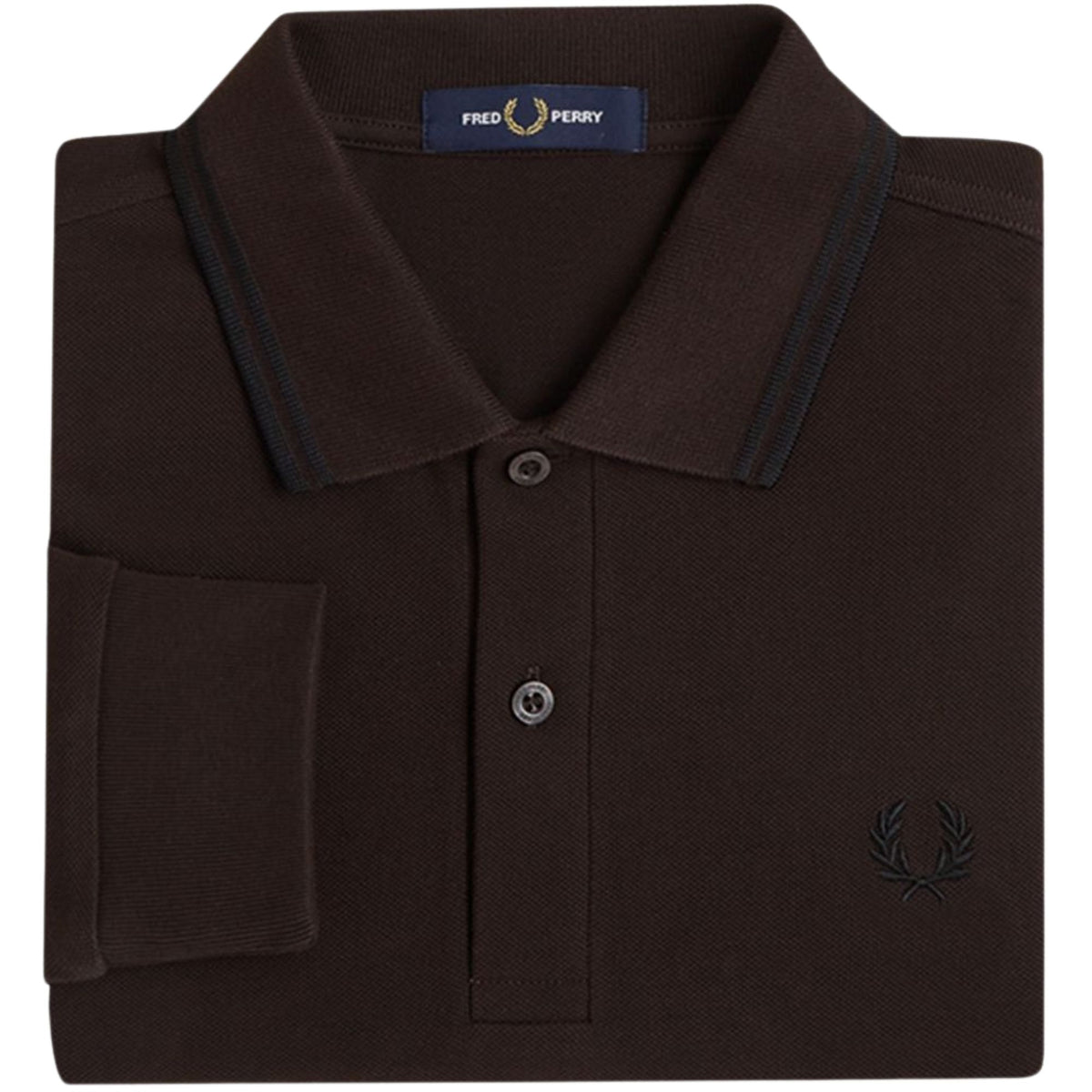 Fred Perry Long Sleeve Tipped Shirt - Rich Brown