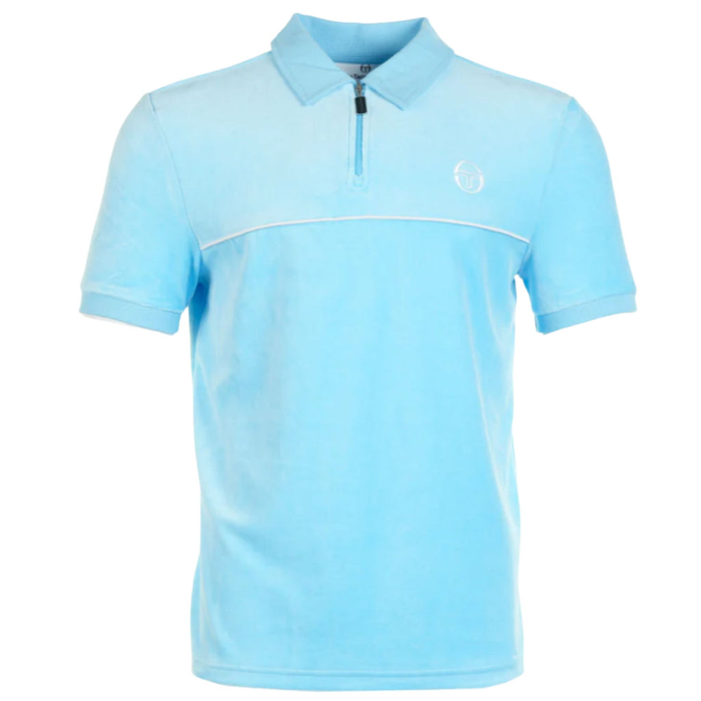 Sergio Tacchini Cardona Velour Zip Polo Shirt - Baltic Sea