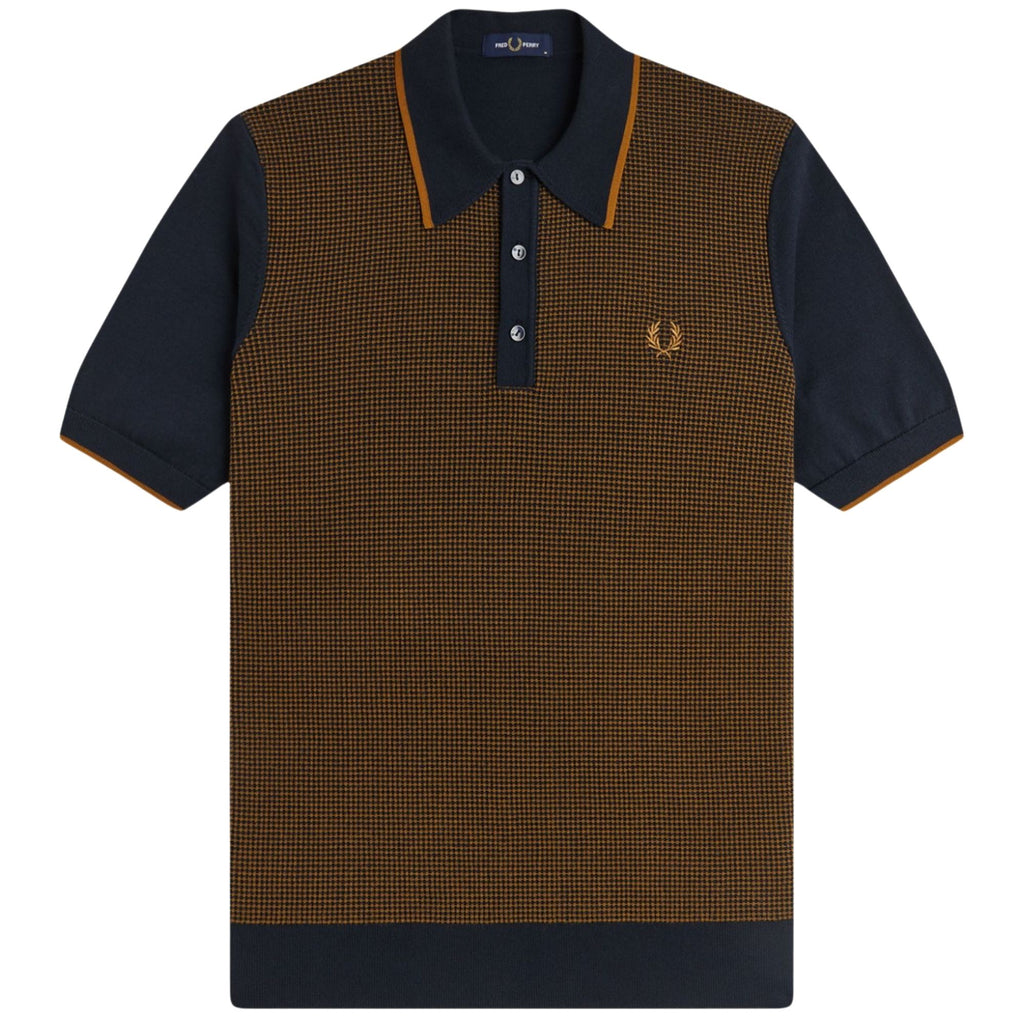 Fred Perry Tonic Waffle Knitted Shirt - Navy