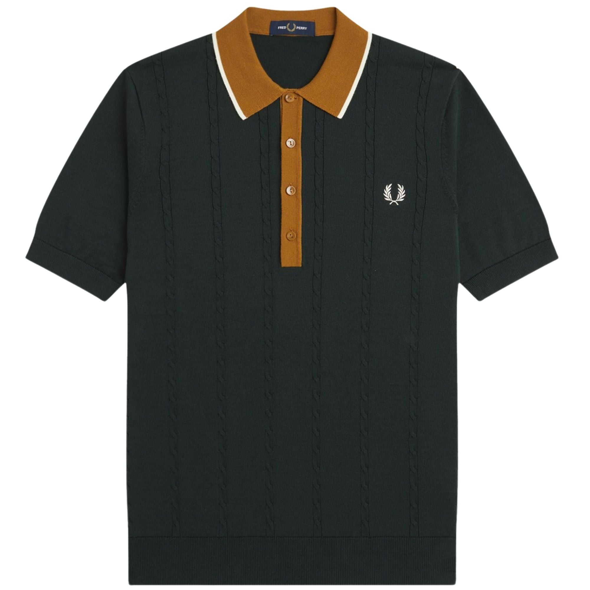Fred Perry Cable Knit Shirt - Night Green K3312-Q20 – Stuarts London