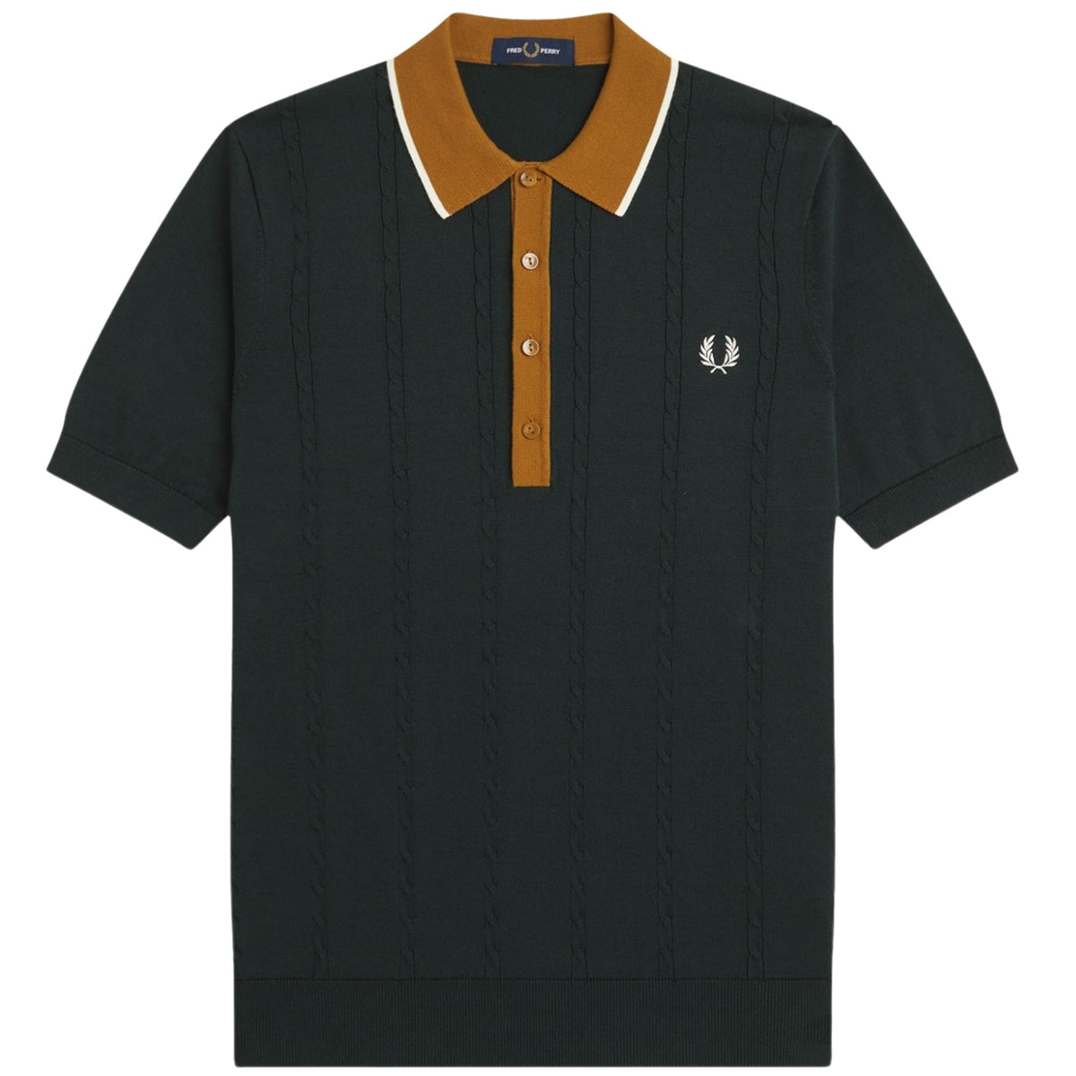 Fred Perry Cable Knit Shirt - Night Green