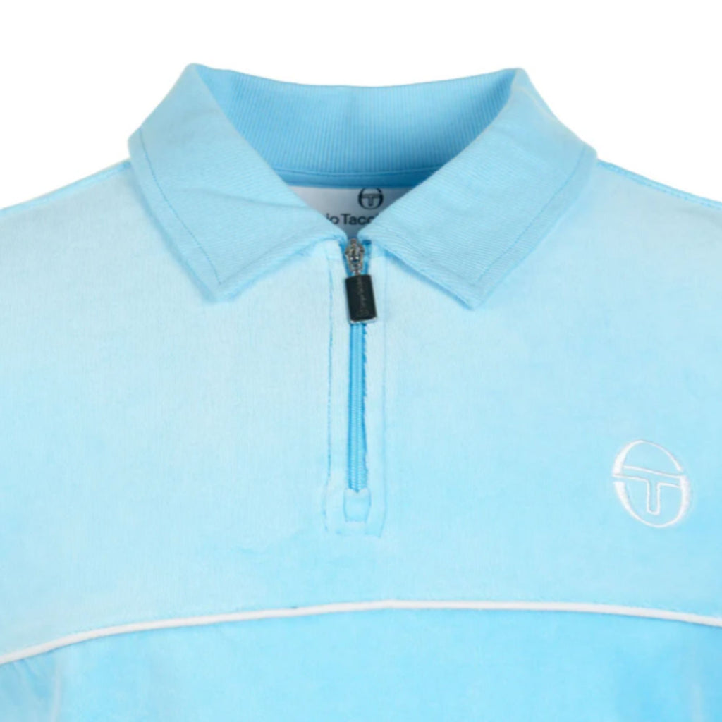 Sergio Tacchini Cardona Velour Zip Polo Shirt - Baltic Sea